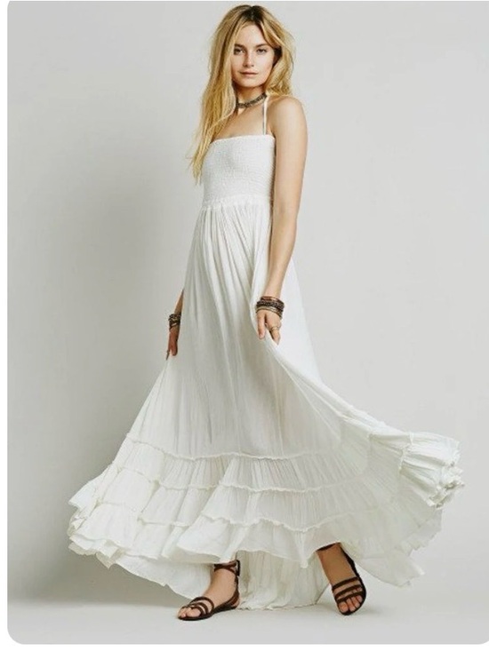 Zara Dresses & Skirts - White Smocked Strapless Tiered Maxi Dress